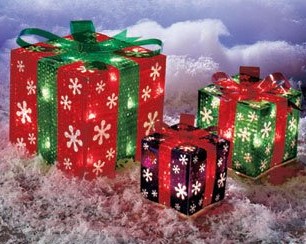 Outdoor Lighted Gift Boxes